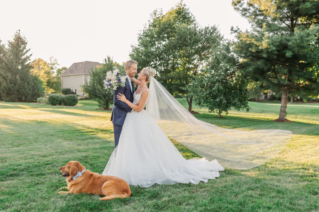 dog with bride and groom