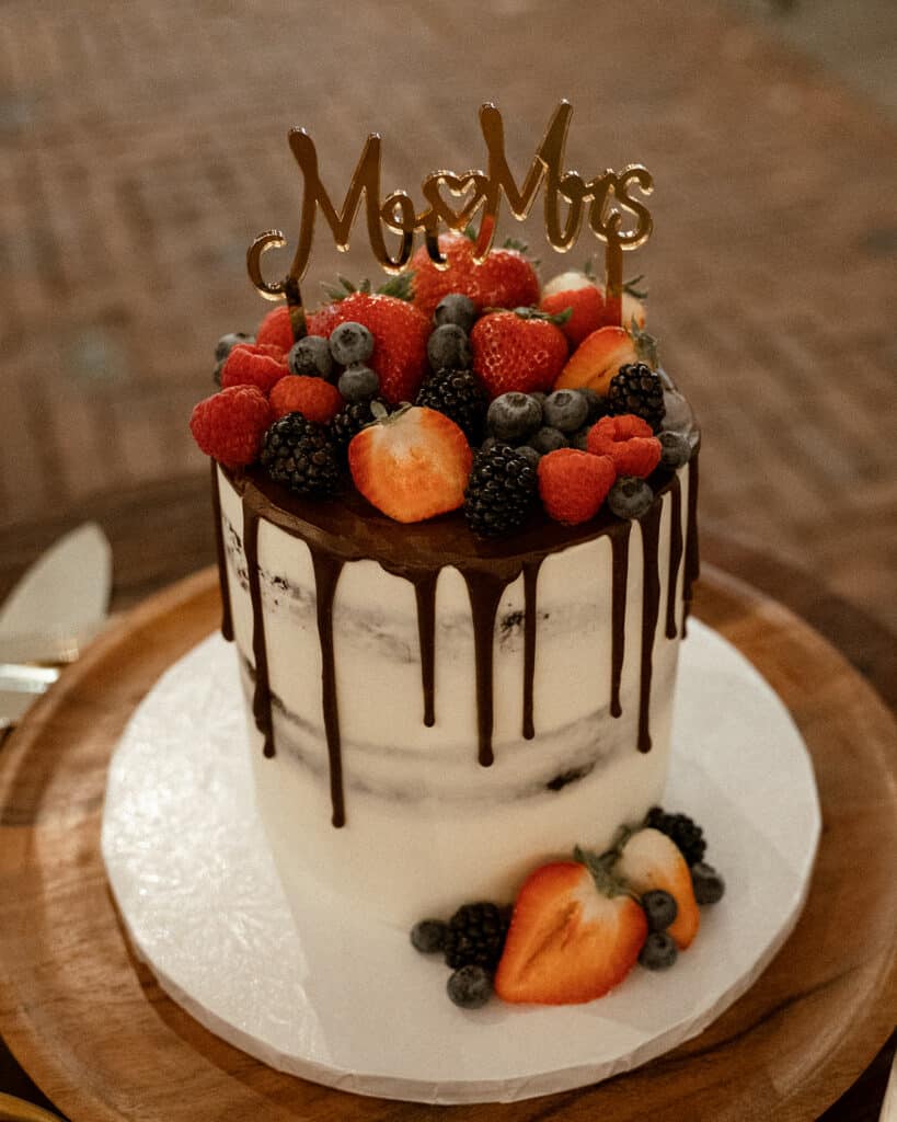 wedding cake with strawberries and chocolate
