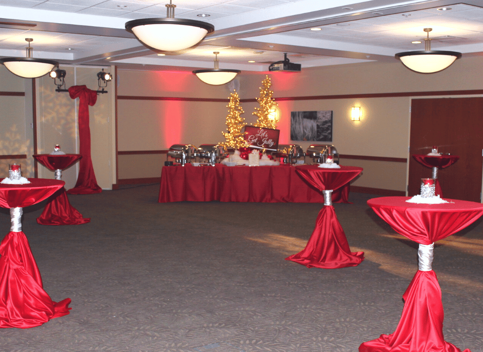 office space set up for holiday party