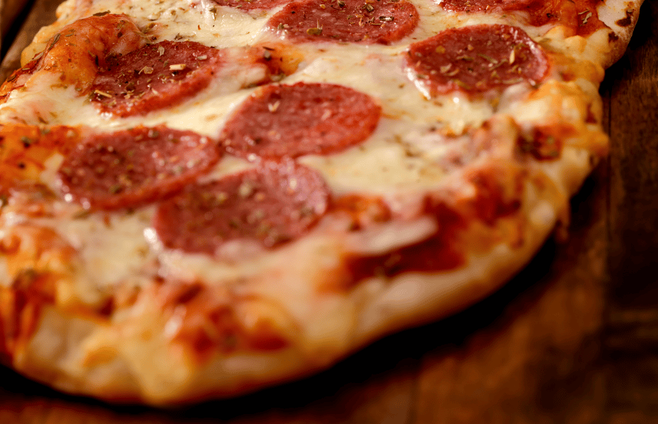 Grilled flatbread pepperoni pizza