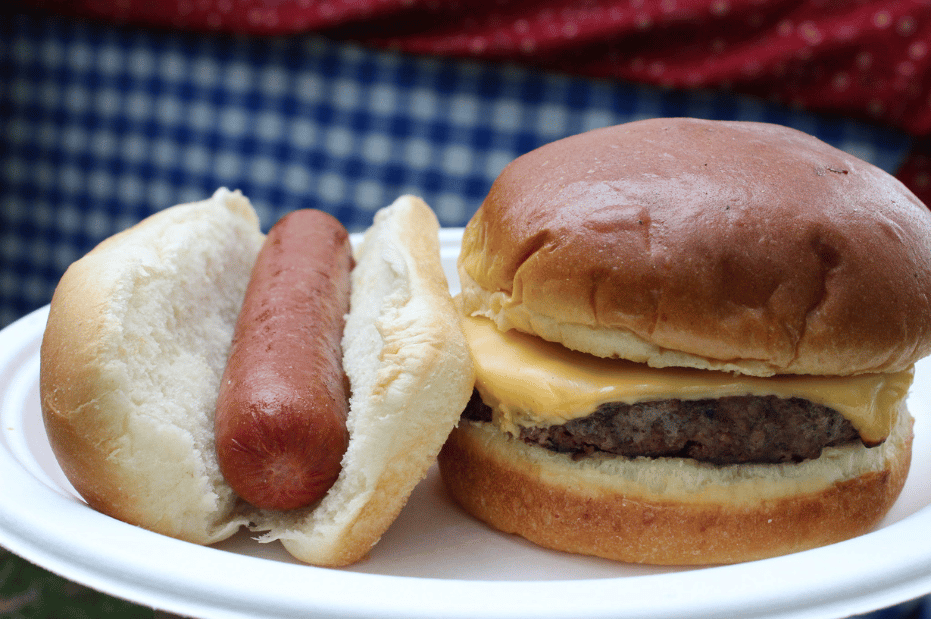 hot dog and burger
