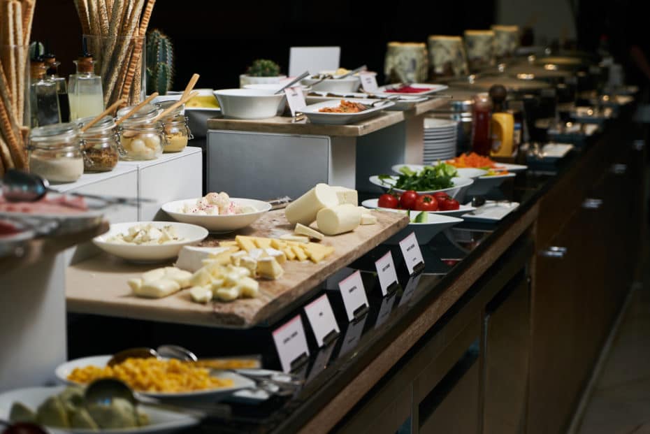 Food on a buffet table