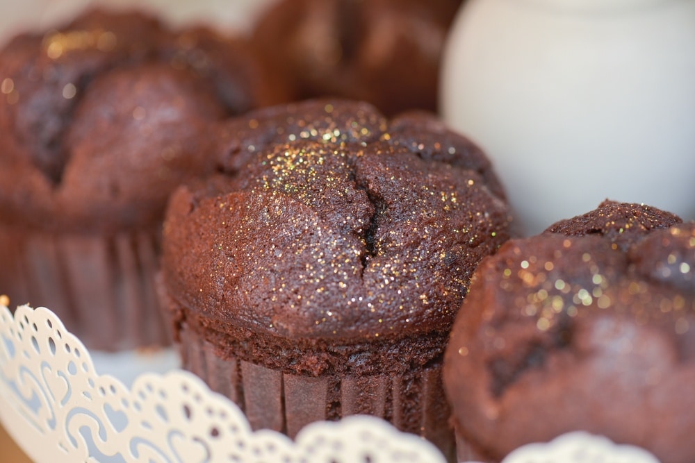 Chocolate cupcake with gold dust on top