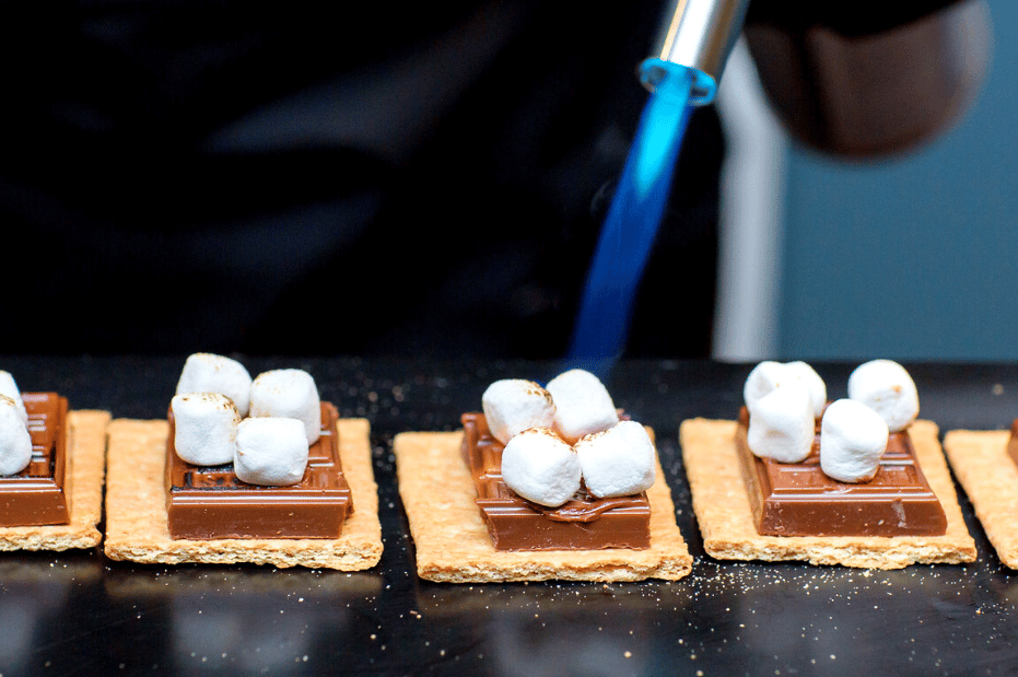smores bar with fire