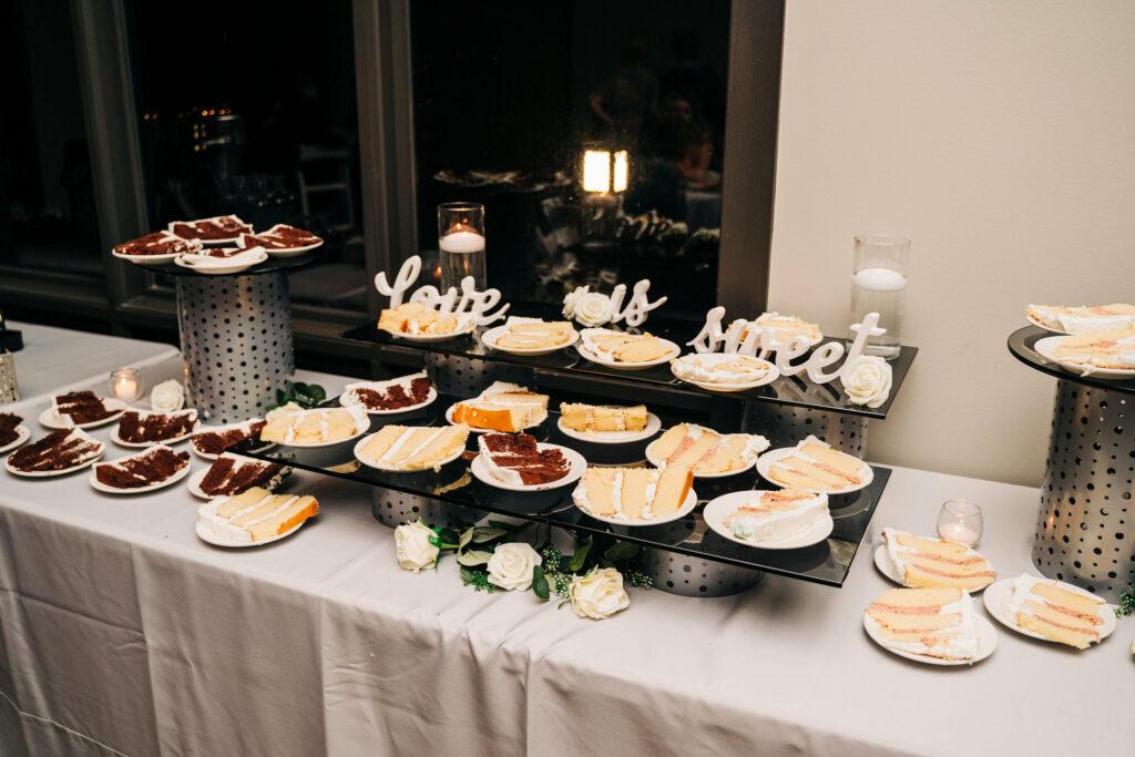 wedding cake table setup